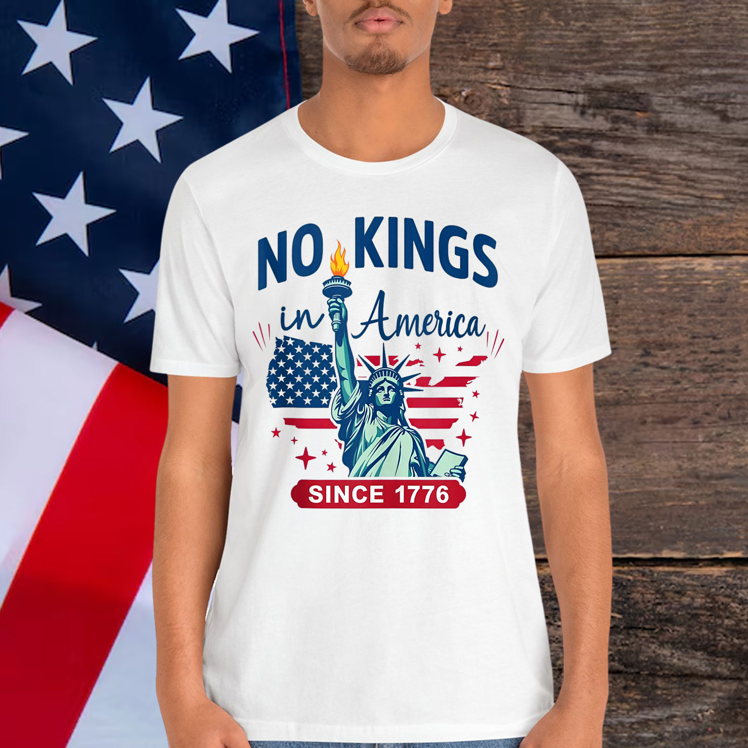 No Kings In America Since 1776 USA Flag Political T-Shirt