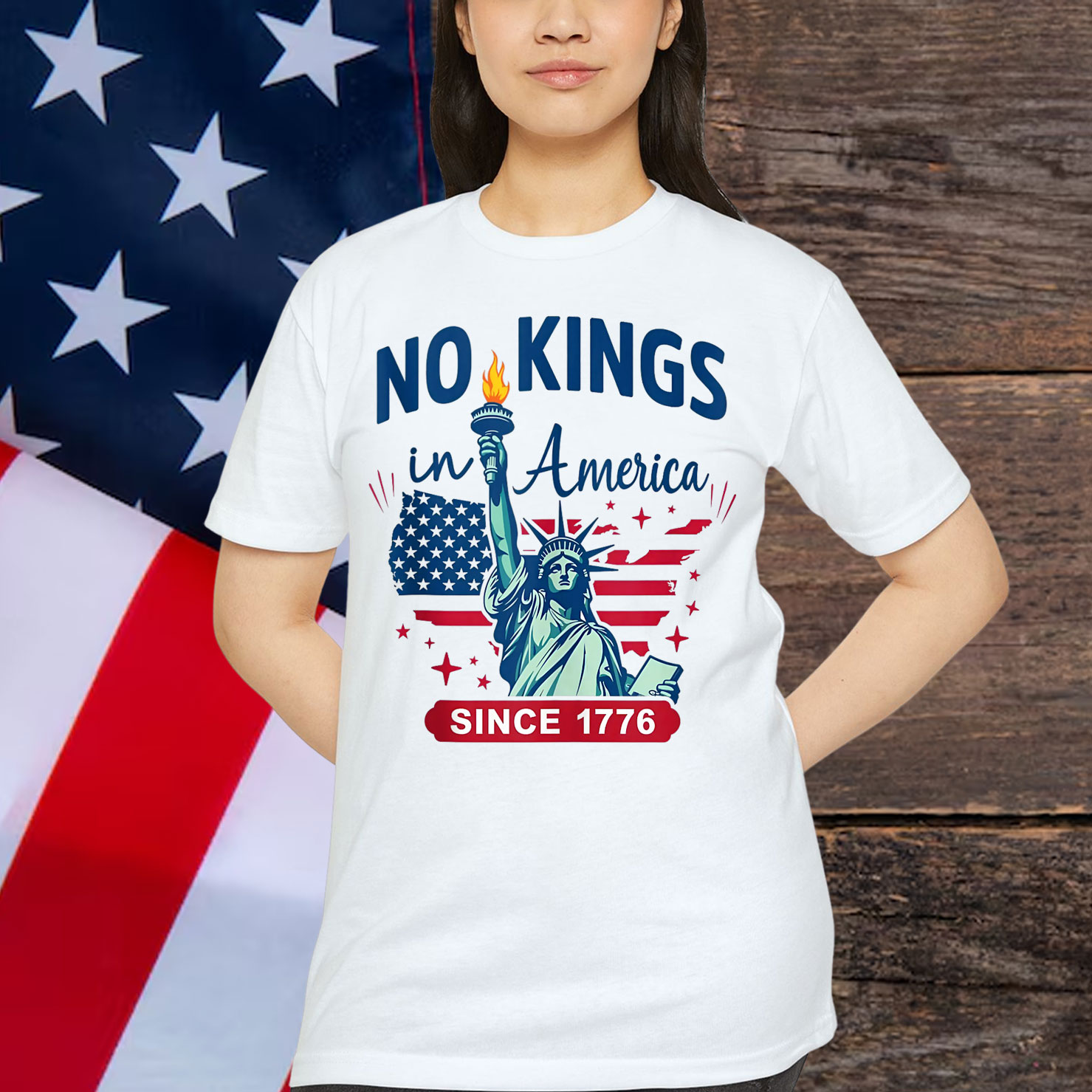 No Kings In America Since 1776 USA Flag Political T-Shirt