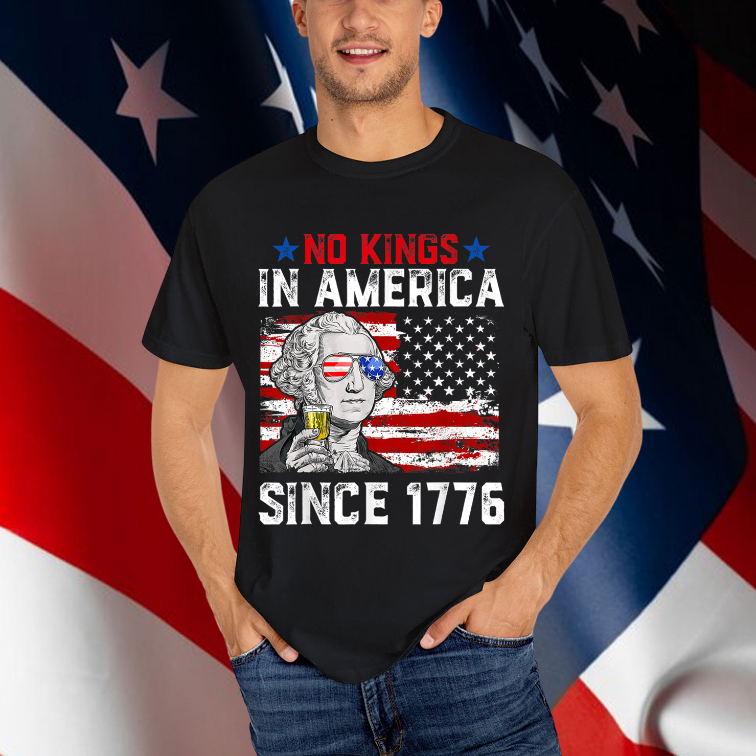 No Kings In America Since 1776 Vintage Patriotic USA T-Shirt