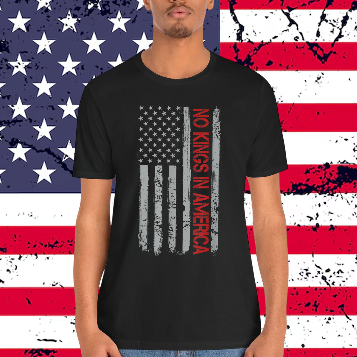No Kings In America US Flag Vintage T-Shirt