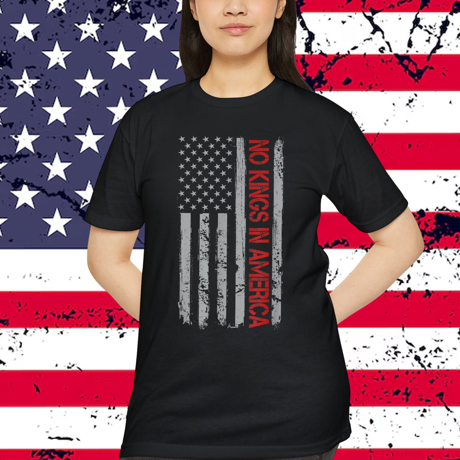 No Kings In America US Flag Vintage T-Shirt