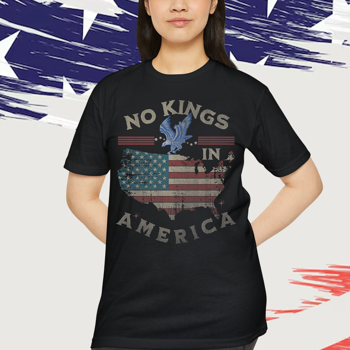 No Kings In America USA Liberty Graphic T-Shirt