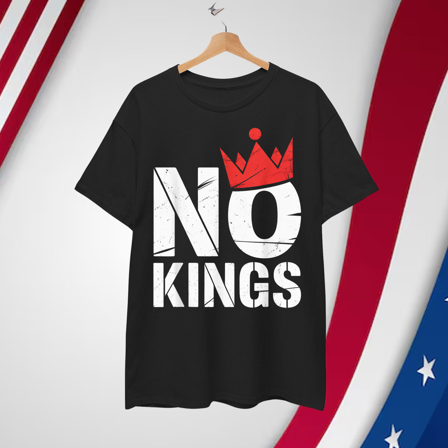 No Kings Protest Democracy Sign Hands Off Crown T-Shirt