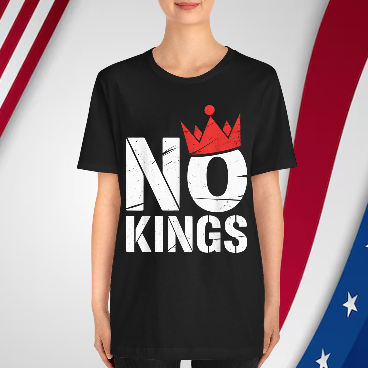 No Kings Protest Democracy Sign Hands Off Crown T-Shirt