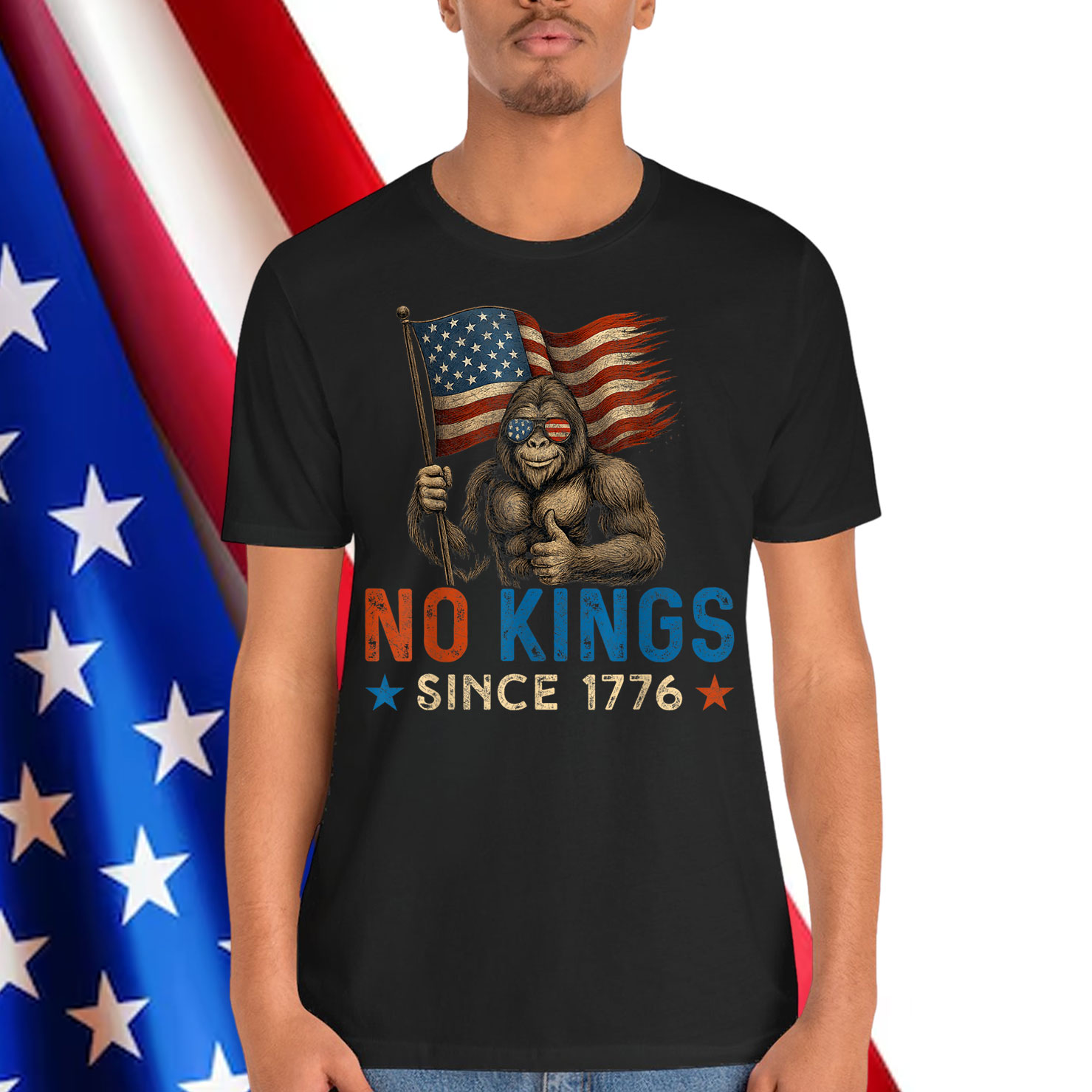 No Kings Since 1776 American US Big Foot T-Shirt