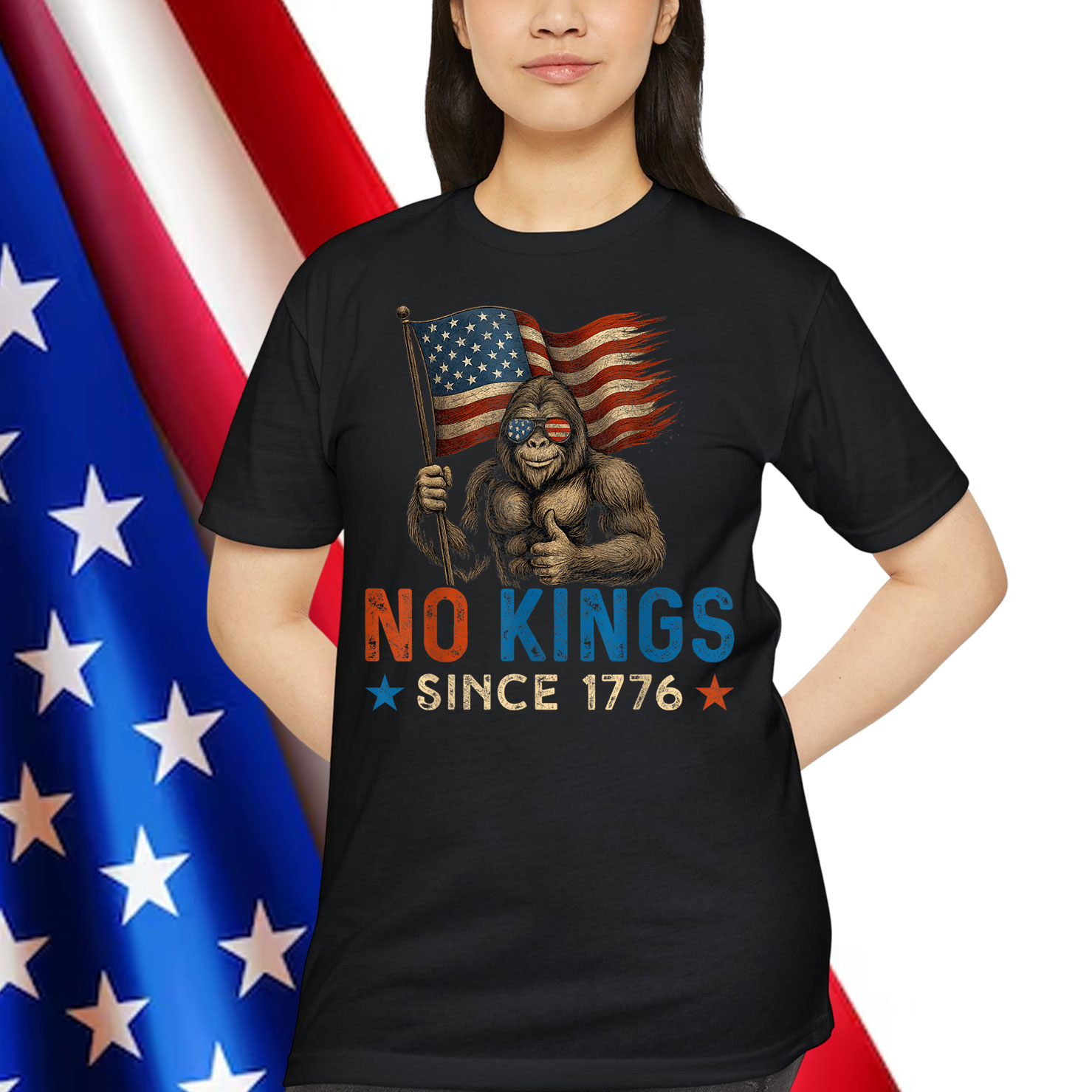 No Kings Since 1776 American US Big Foot T-Shirt