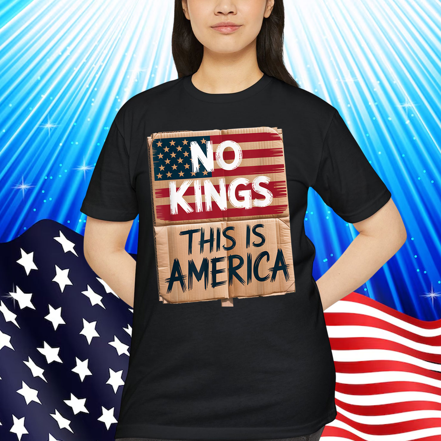 No Kings This is America Patriotic Freedom Design T-Shirt