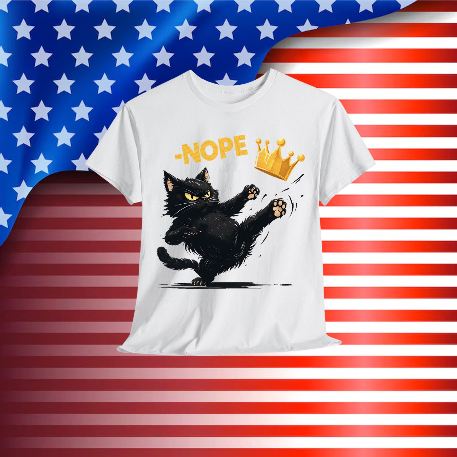 No Kings in America Black Cat T-Shirt