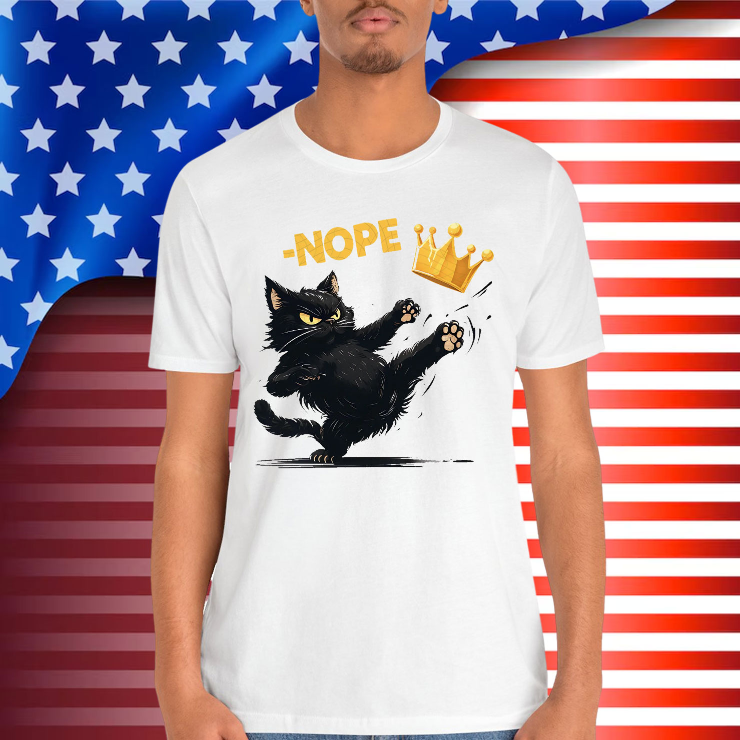 No Kings in America Black Cat T-Shirt