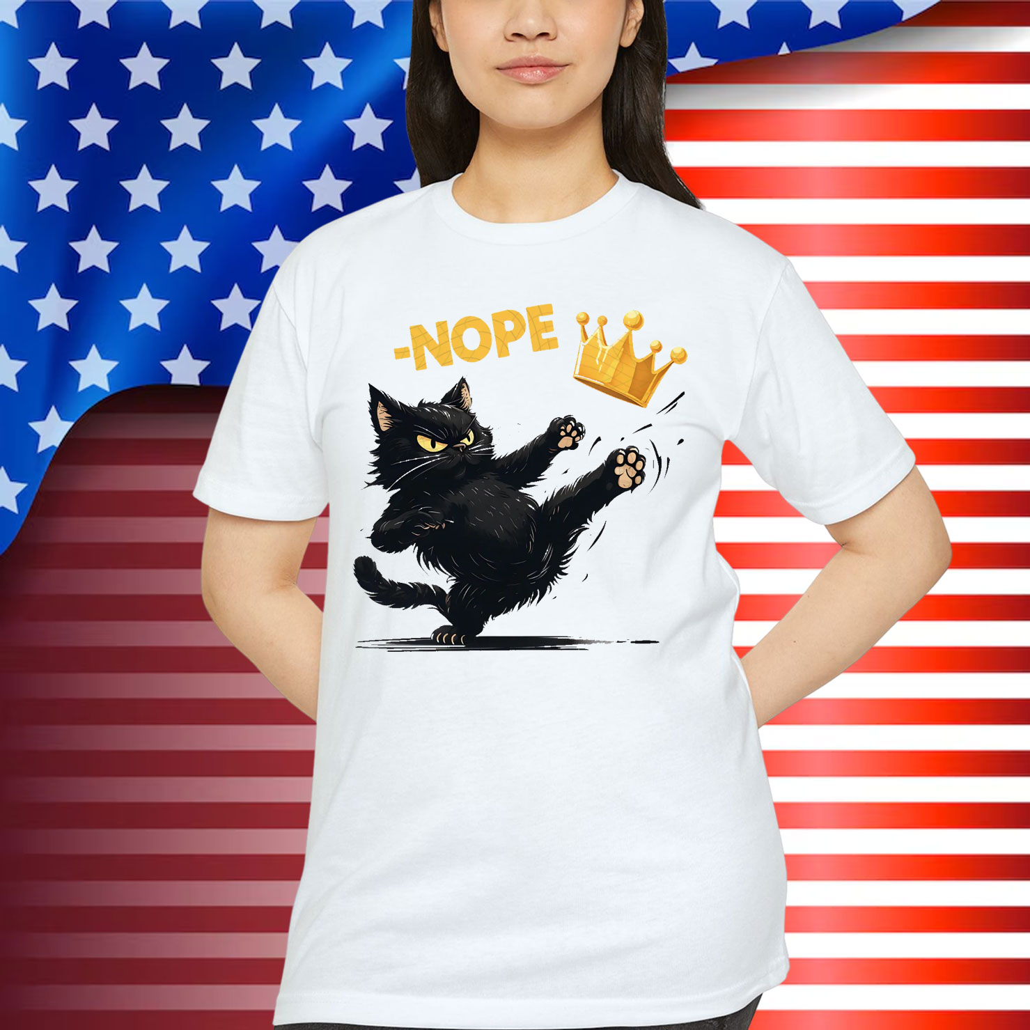 No Kings in America Black Cat T-Shirt