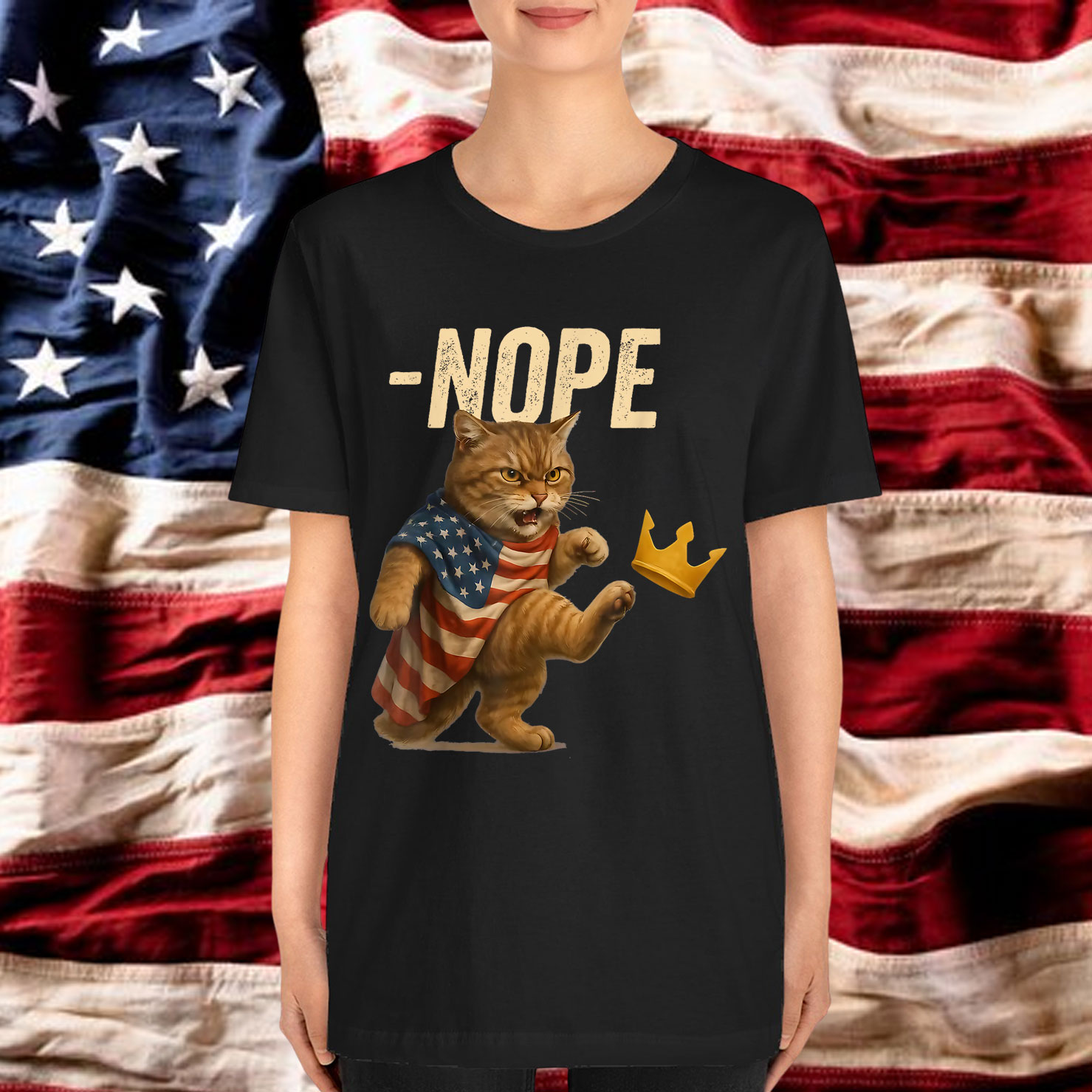 No Kings in America Black Cat T-Shirt