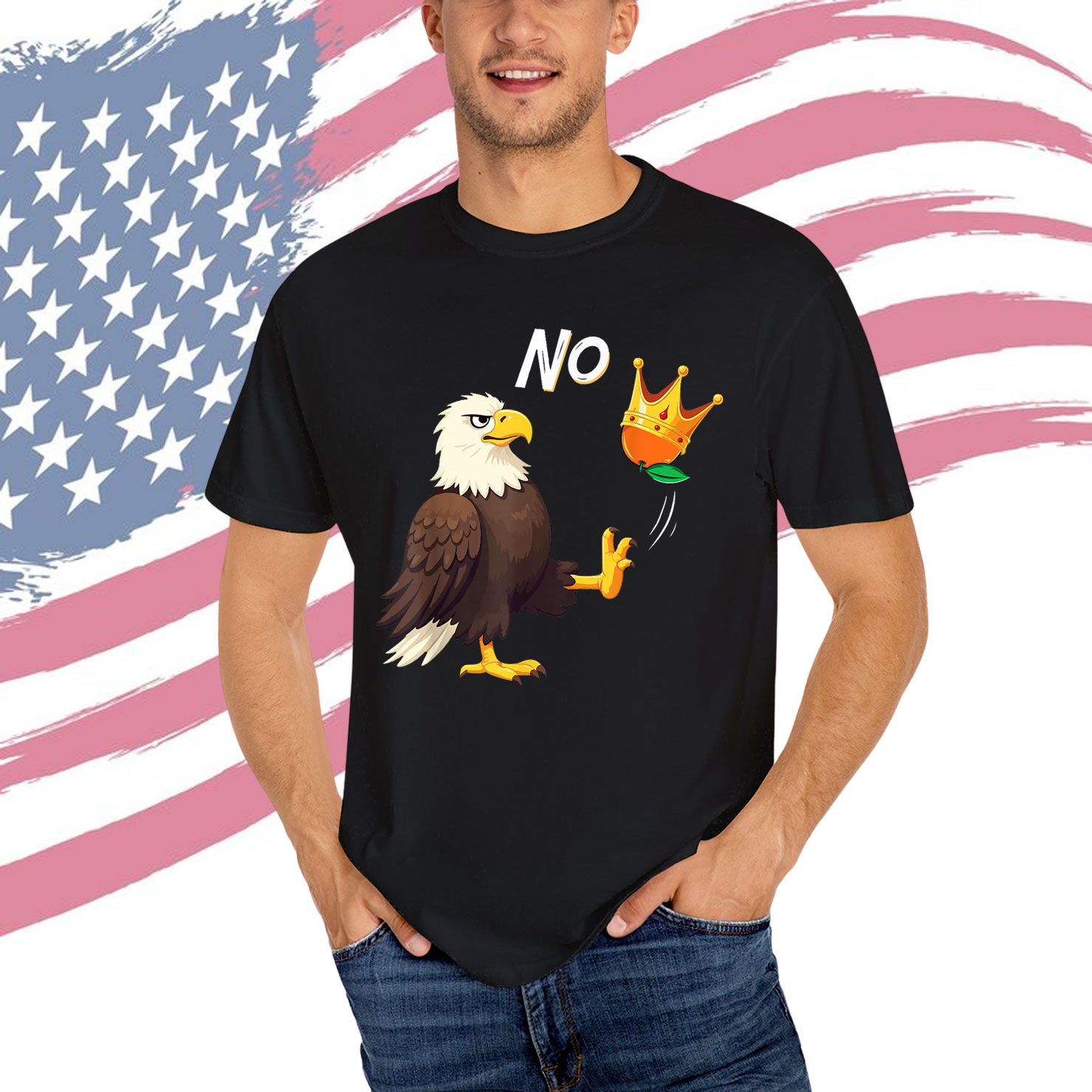 No Kings in America Eagle Anti Fascism T-Shirt