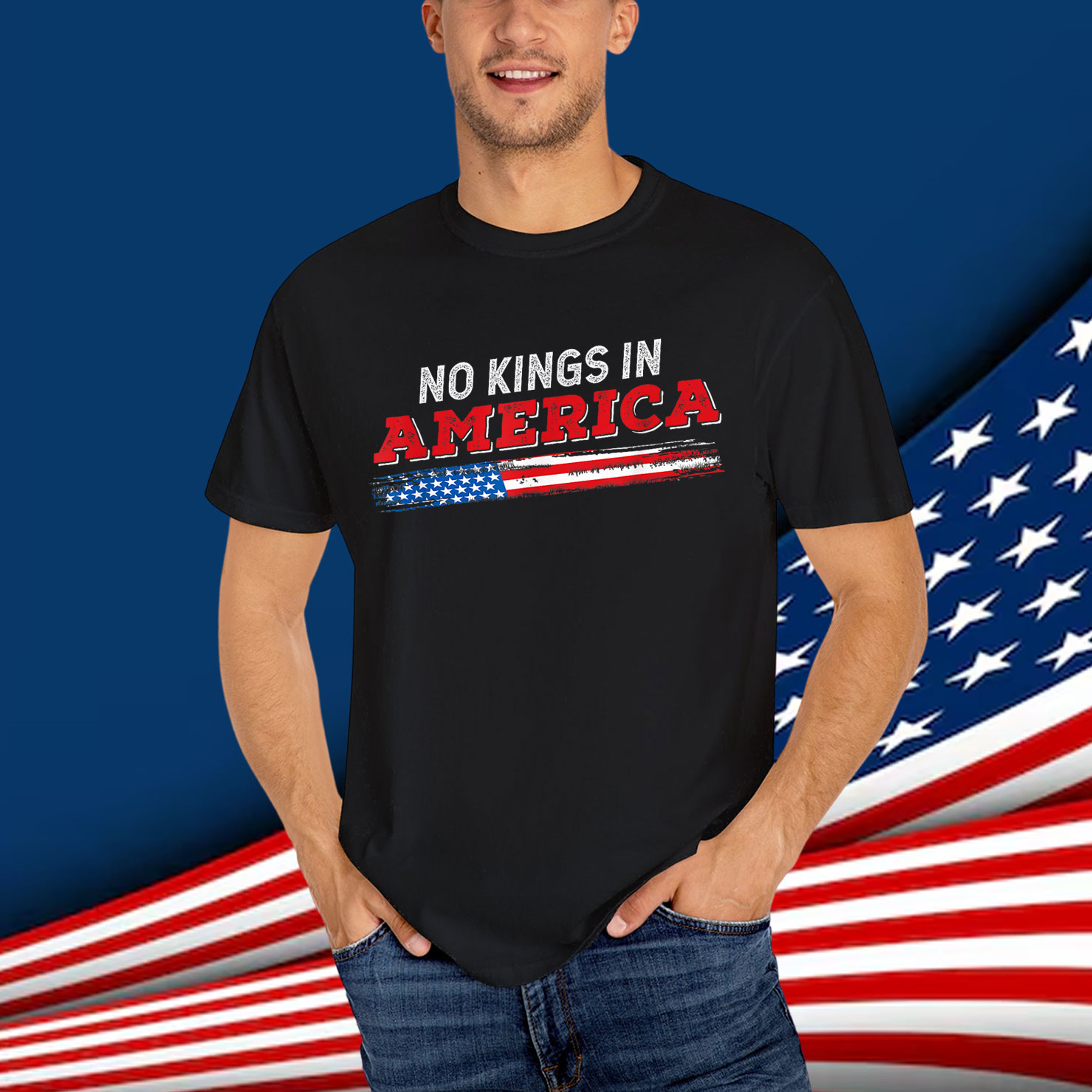 No Kings in America Patriotic USA 4th T-Shirt