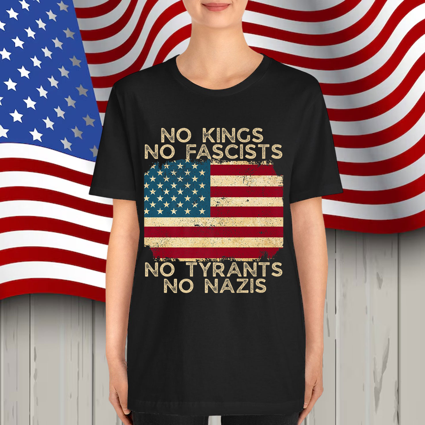 No Kings in America No Fascists We The People Political T-Shirt