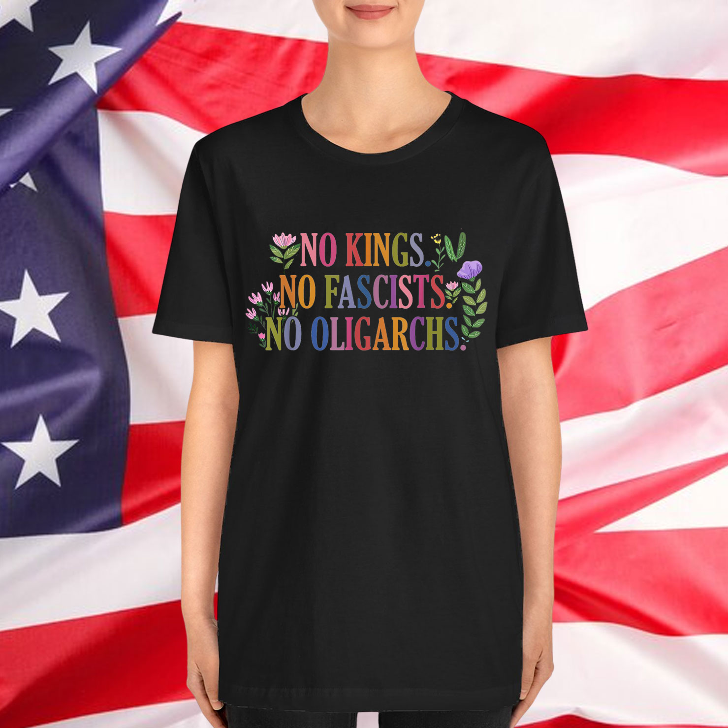 No Kings in America No Fascists We The People Political T-Shirt