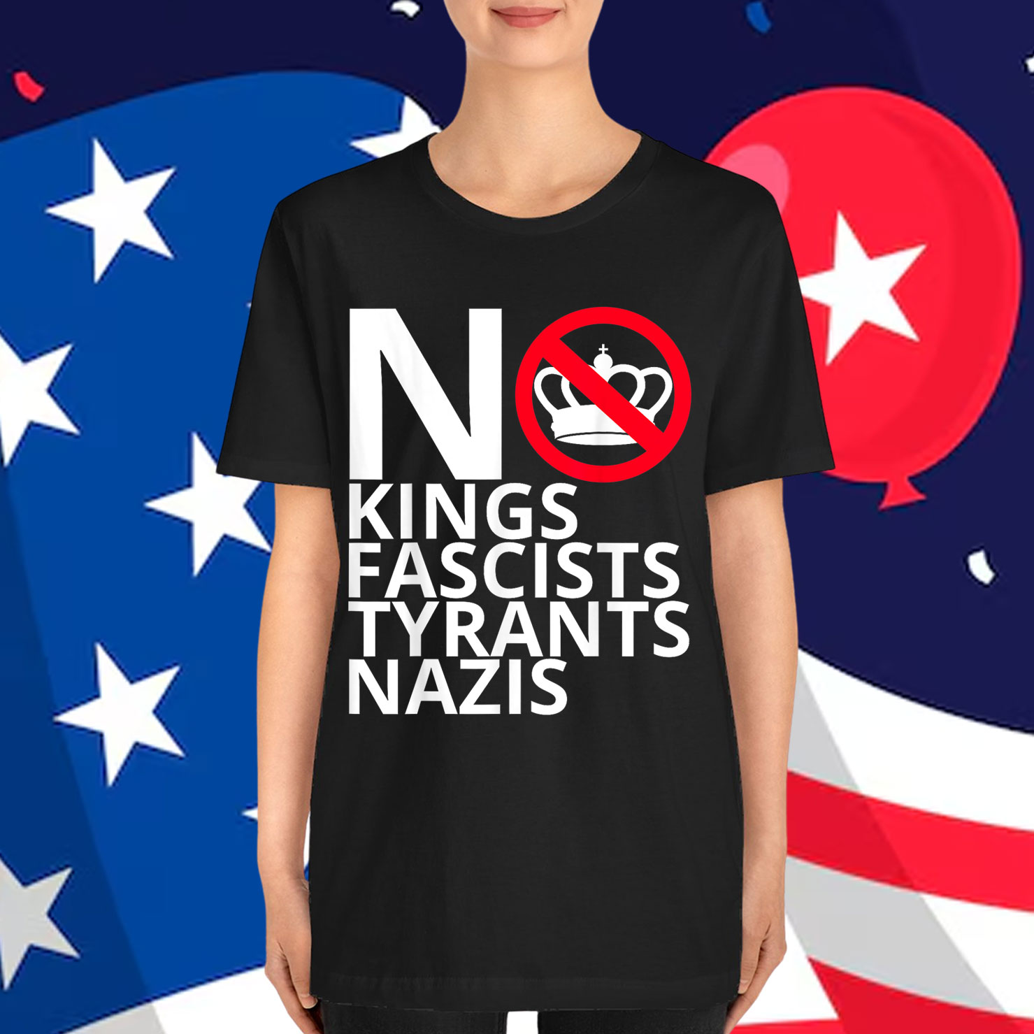 No Kings in America No Fascists We The People Political T-Shirt