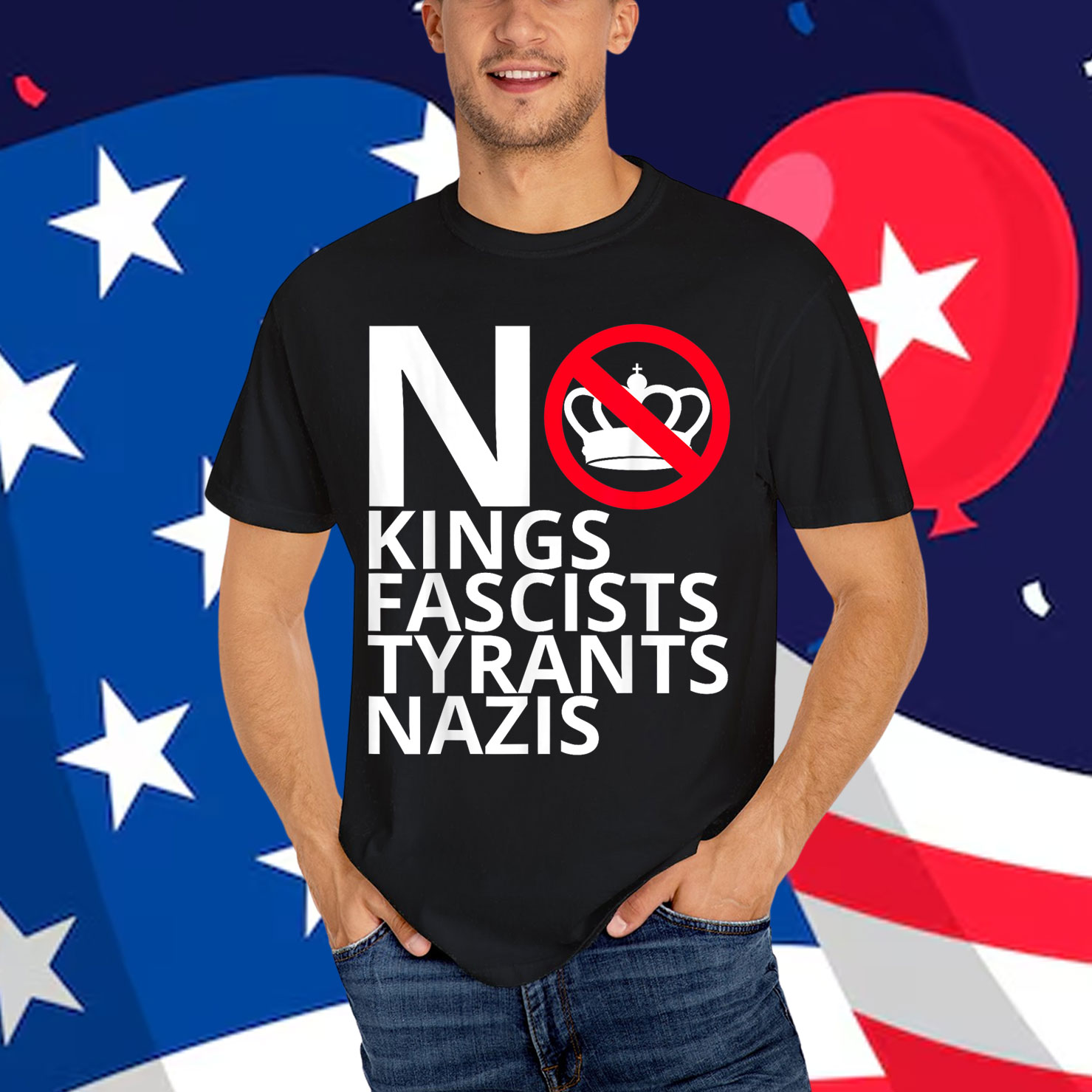 No Kings in America No Fascists We The People Political T-Shirt