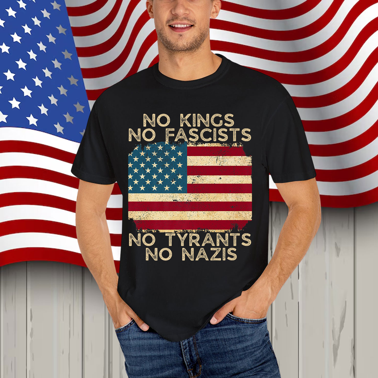 No Kings in America No Fascists We The People Political T-Shirt