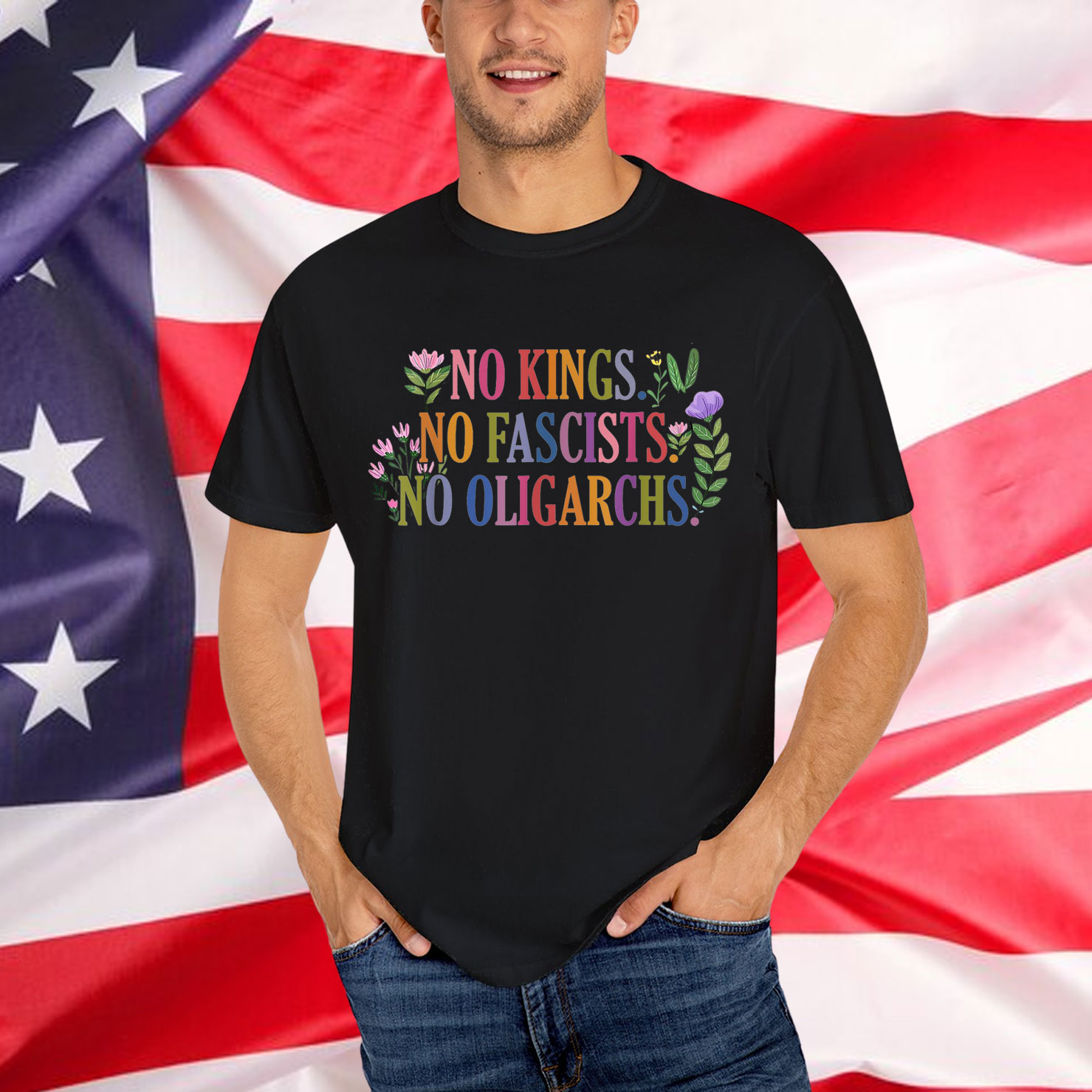 No Kings in America No Fascists We The People Political T-Shirt