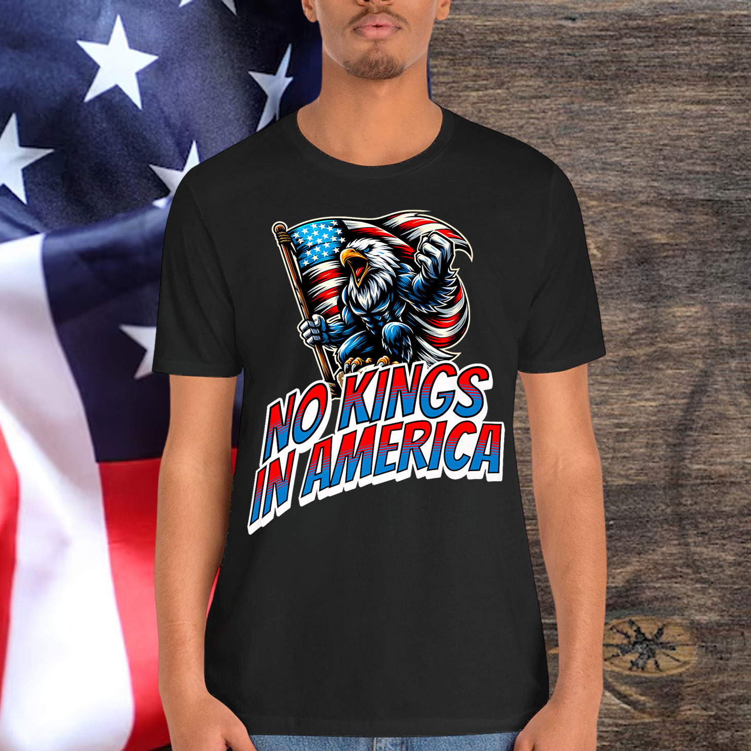No Kings in America Patriotic Protest Day American T-Shirt