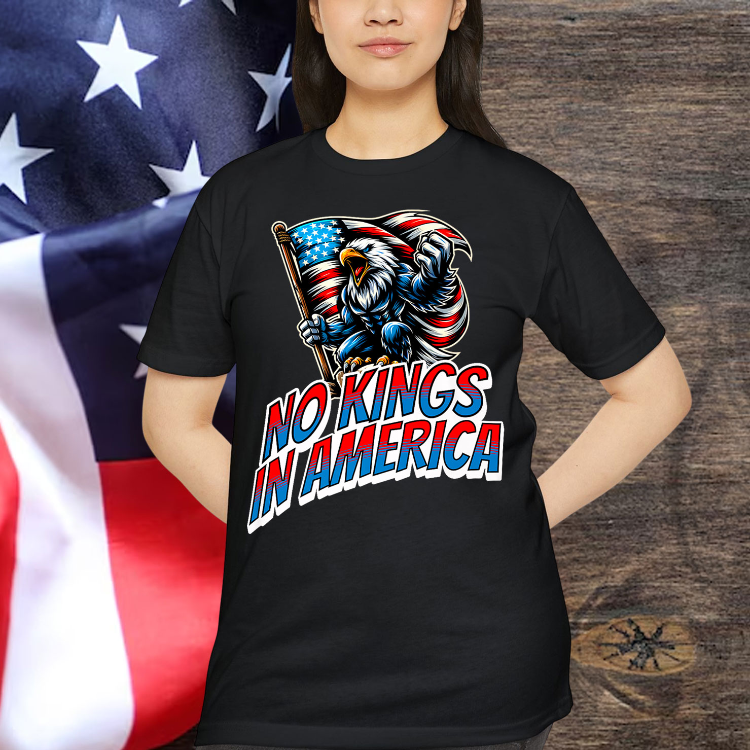 No Kings in America Patriotic Protest Day American T-Shirt