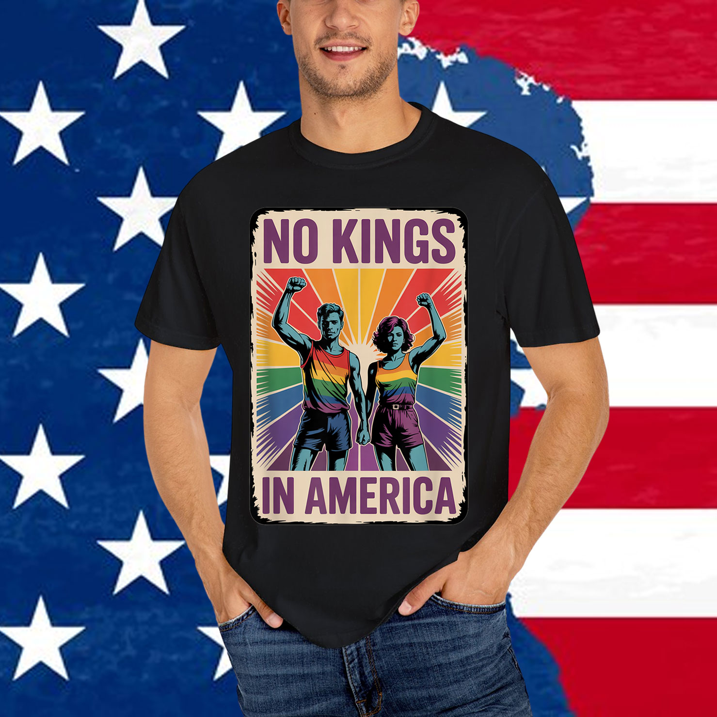 No Kings in America Retro Protest T-Shirt