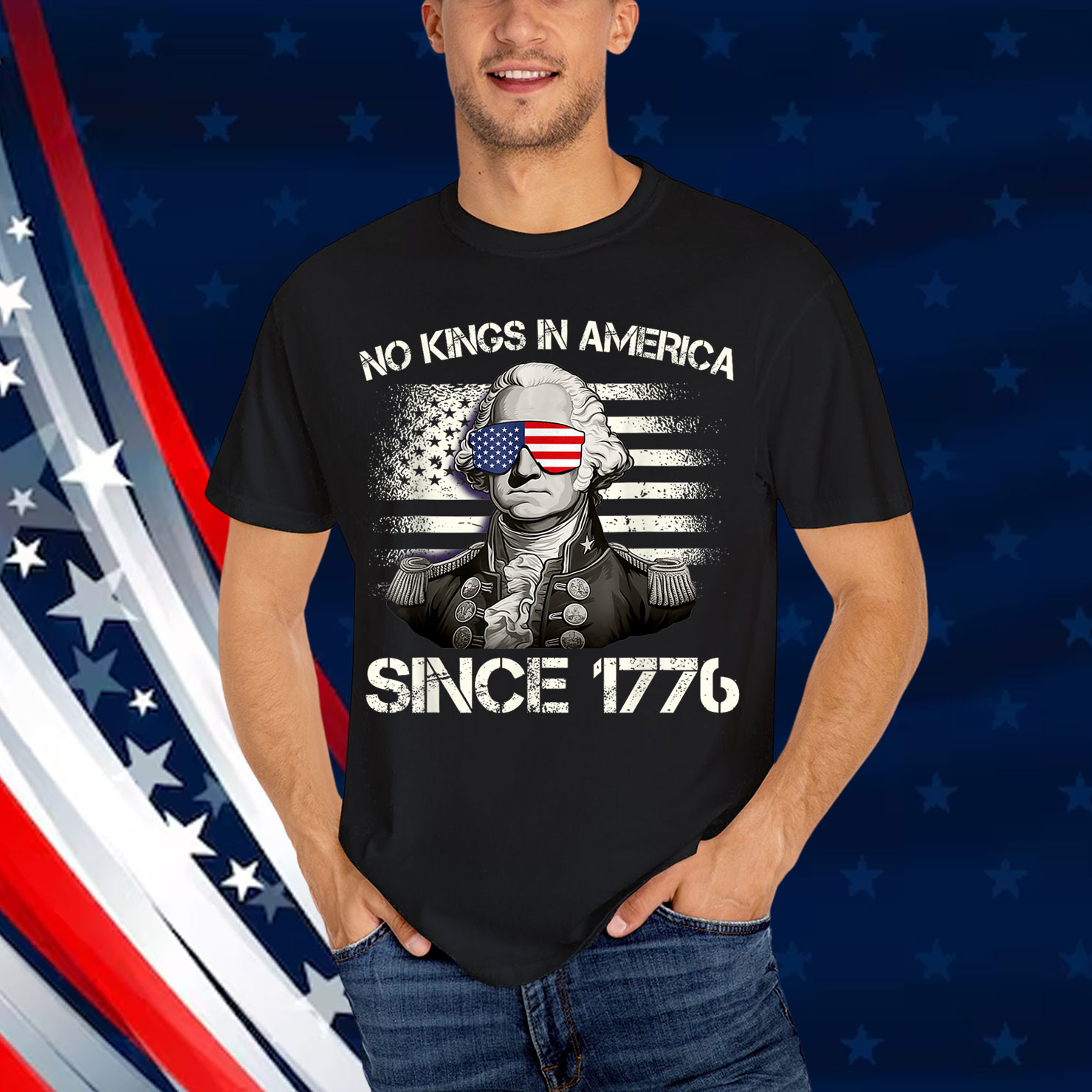 No Kings in America Since 1776 Distressed T-Shirt