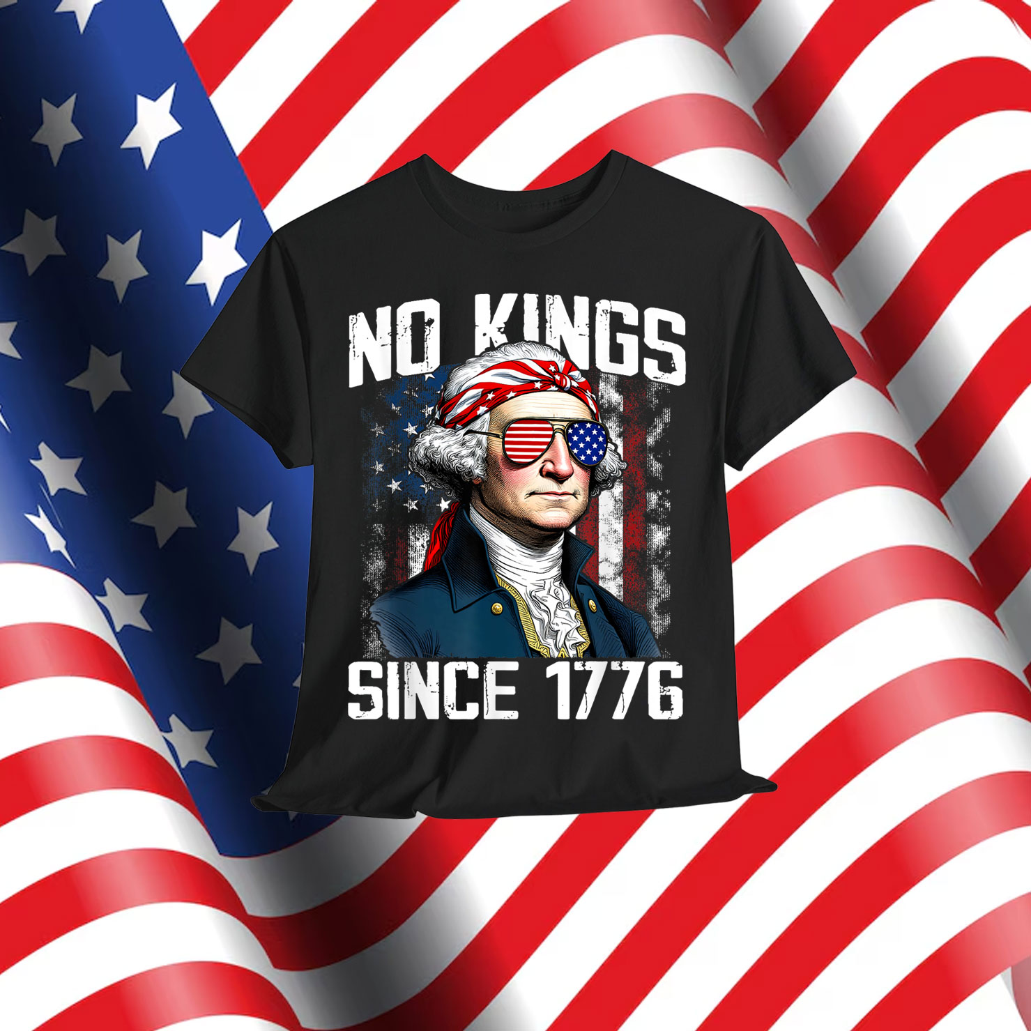 No Kings in America Since 1776 Distressed USA T-Shirt