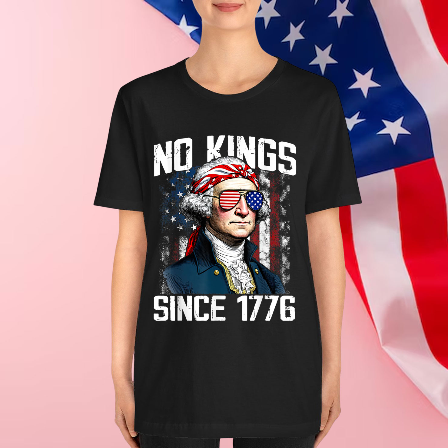 No Kings in America Since 1776 Distressed USA T-Shirt
