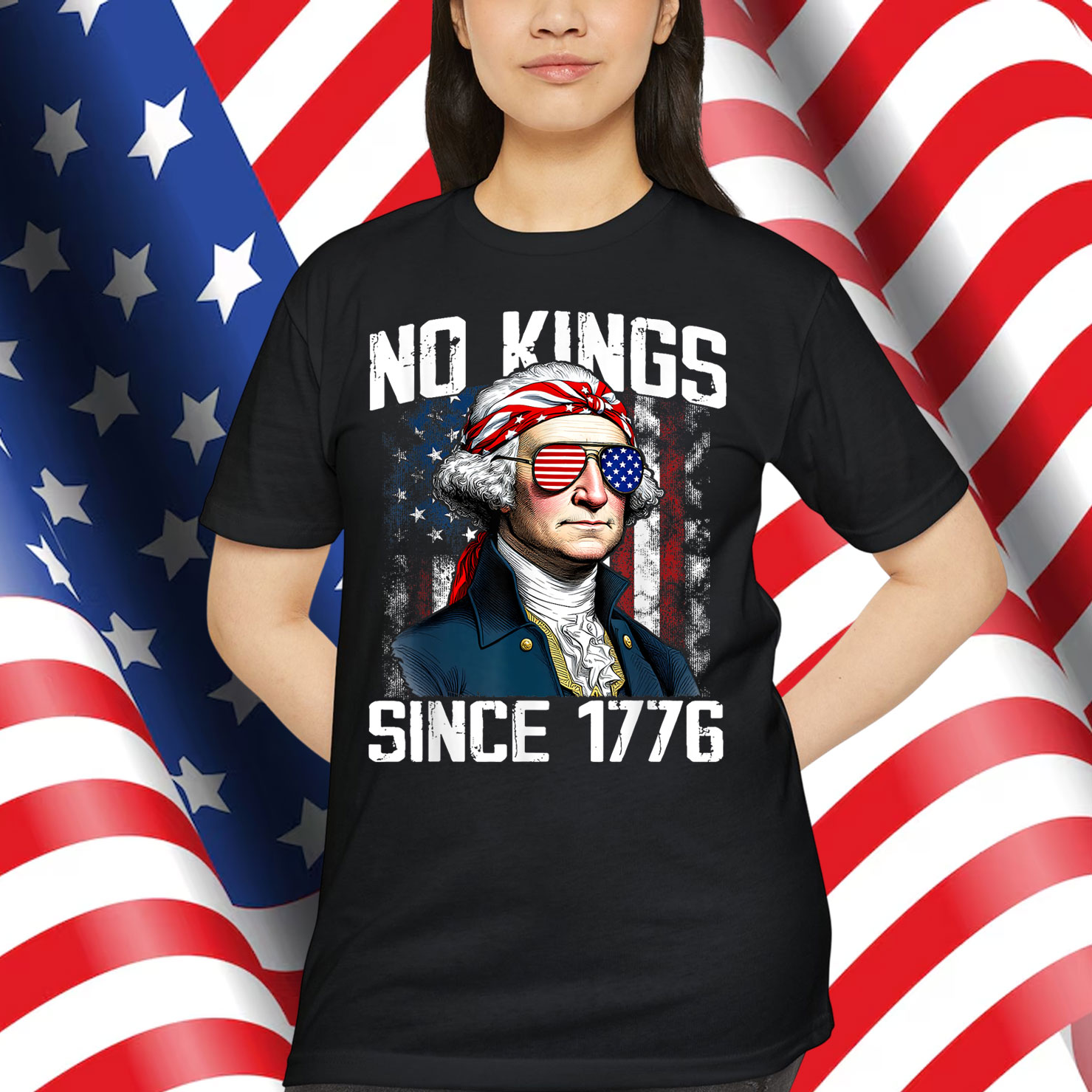 No Kings in America Since 1776 Distressed USA T-Shirt
