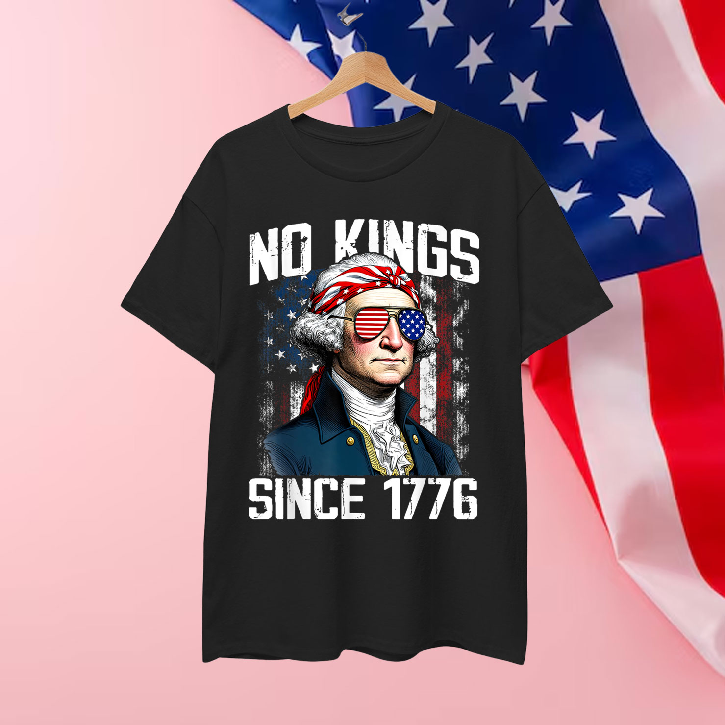 No Kings in America Since 1776 Distressed USA T-Shirt