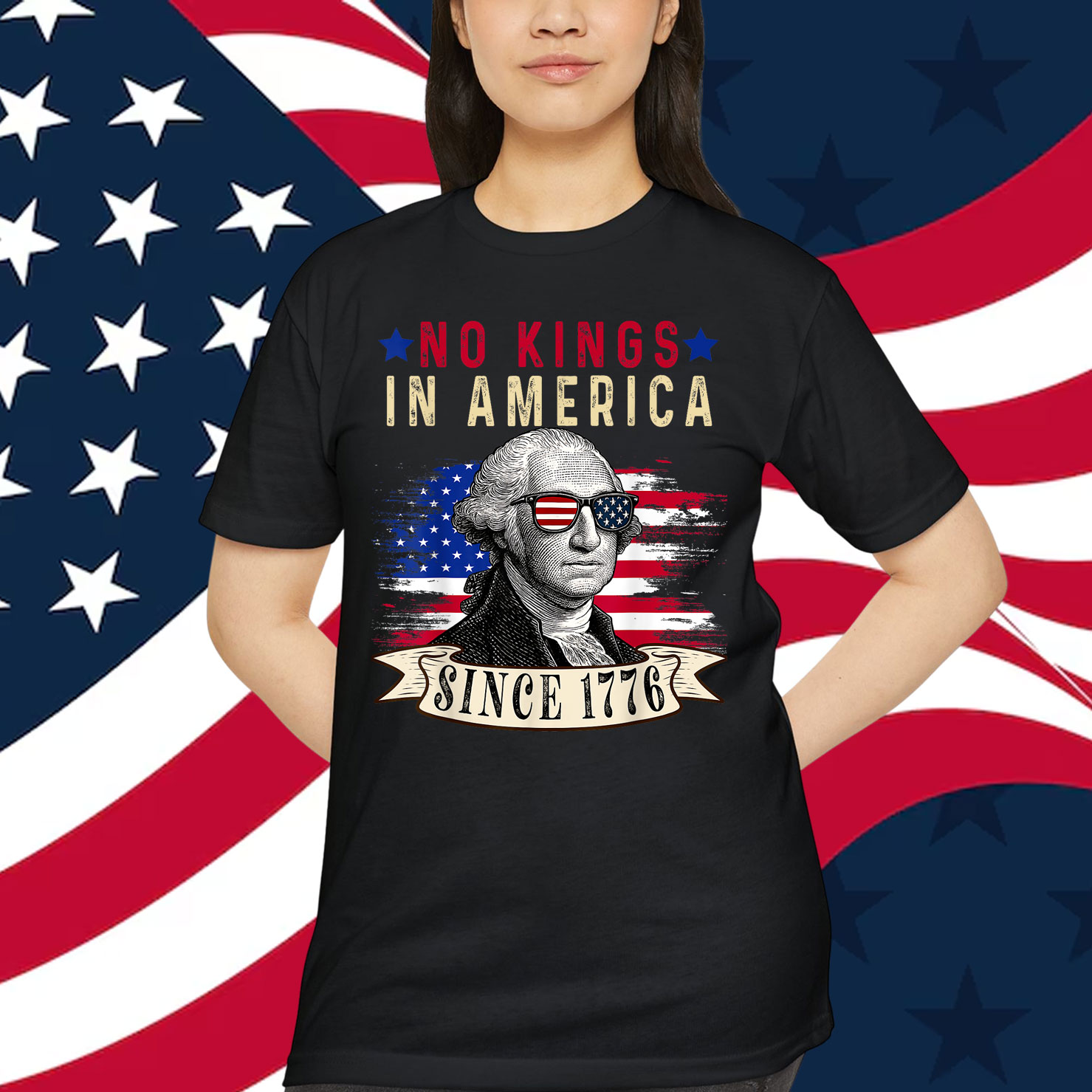 No Kings in America Since 1776 Distressed T-Shirt