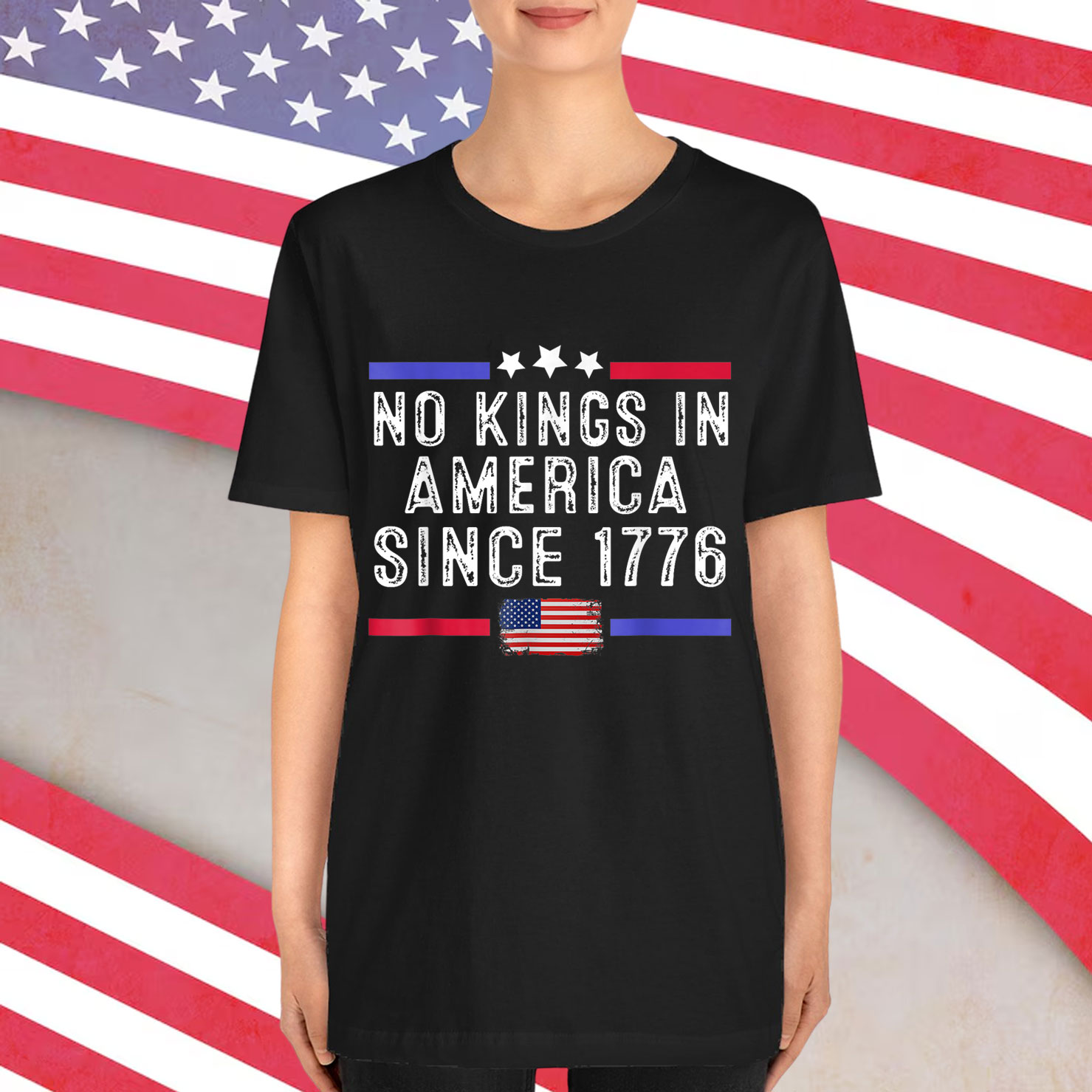 No Kings in America Since 1776 Distressed T-Shirt
