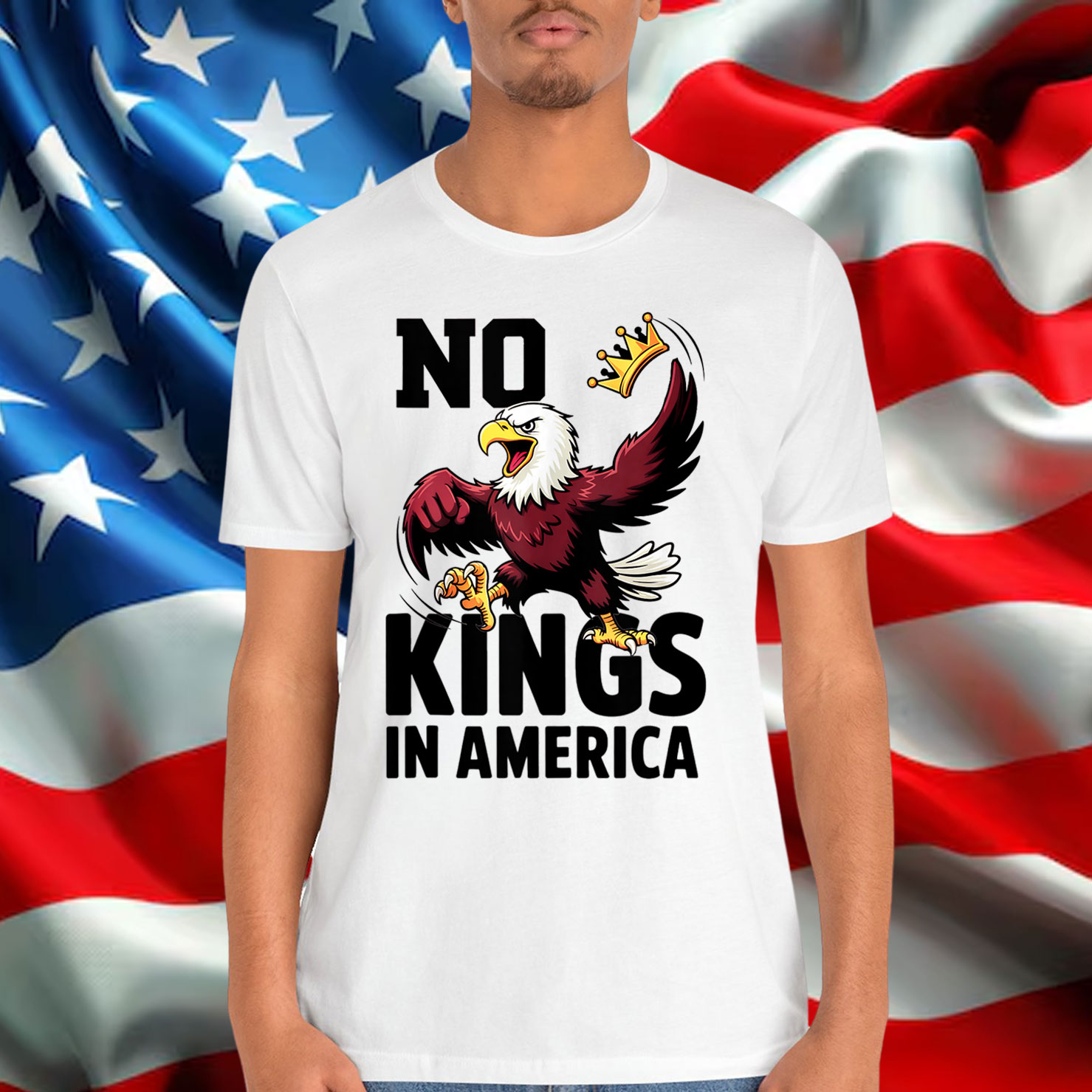 No Kings In America Patriotic Eagle For T-Shirt
