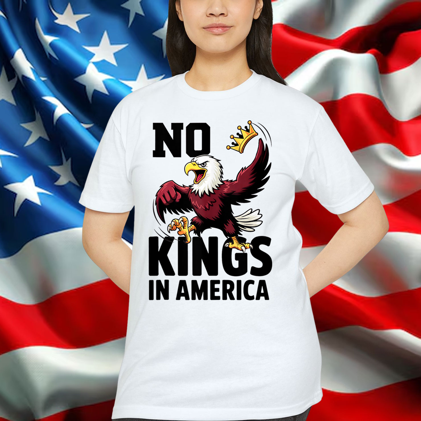 No Kings In America Patriotic Eagle For T-Shirt