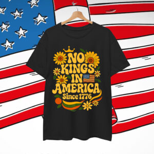 No Kings in America Since 1776 Groovy Floral T-Shirt