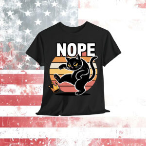 Nope Cat Kicking Crown Funny Kings America T-Shirt