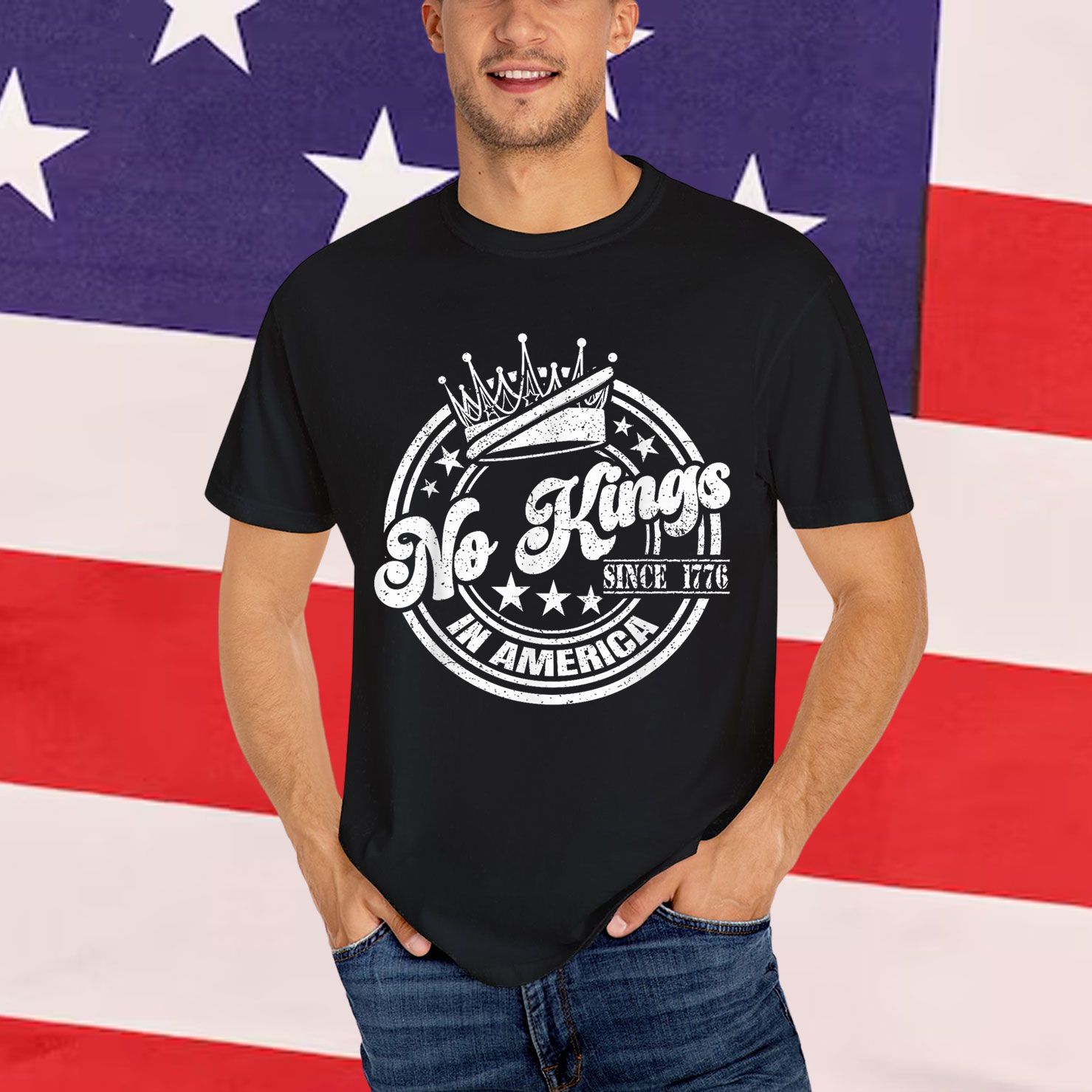 Patriotic No Kings in America 1776 Design T-Shirt