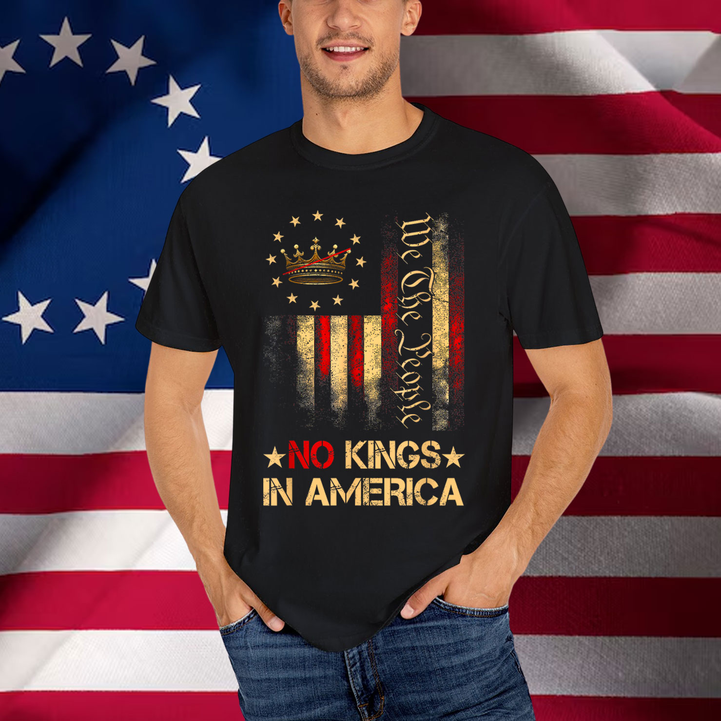 Patriotic Pro-Democracy Protest June 14 No Kings In America T-Shirt
