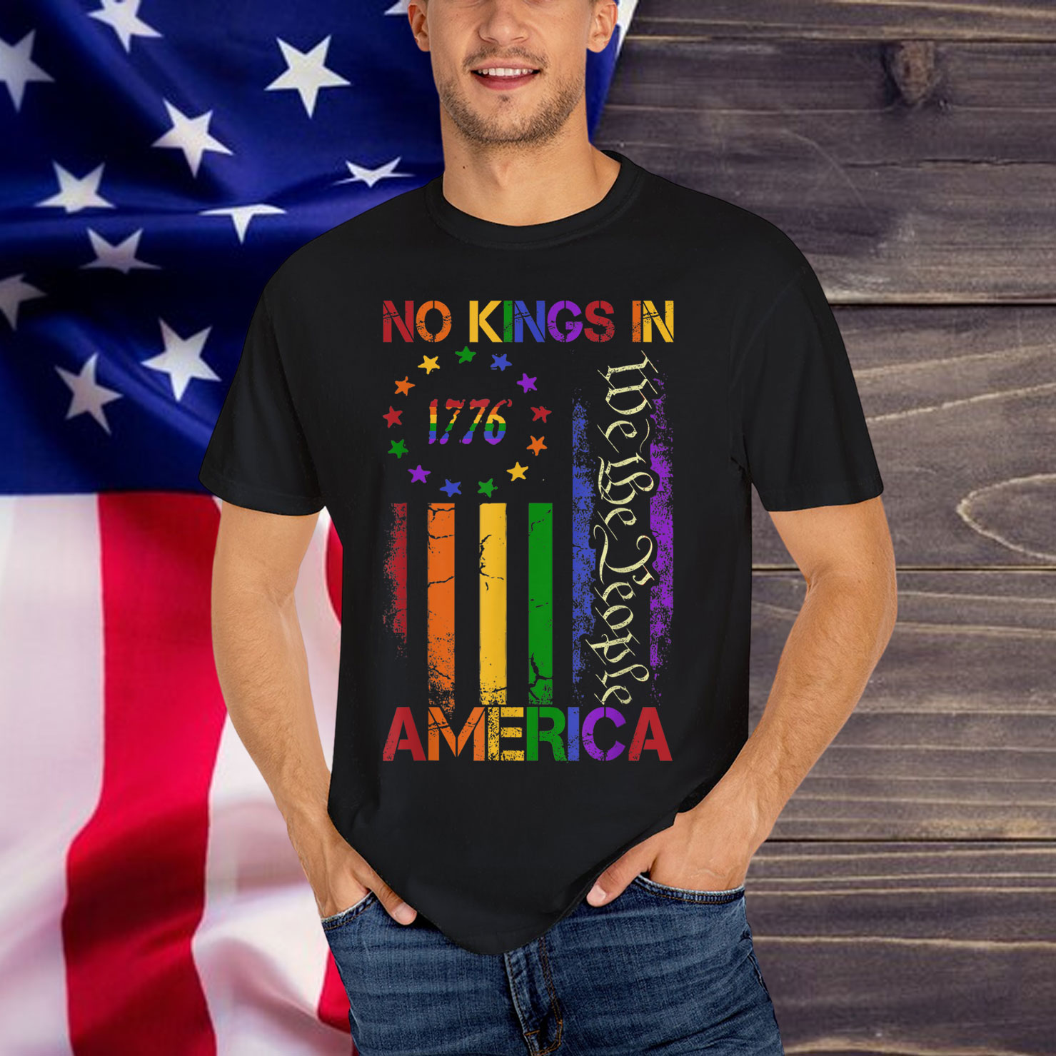 Patriotic Pro-Democracy Protest June 14 No Kings In America T-Shirt