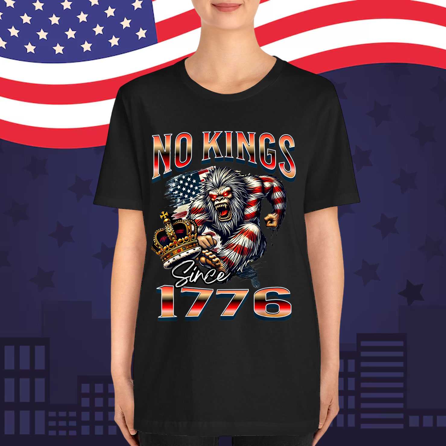 Patriotic Pro-Democracy Protest Funny Bigfoot T-Shirt