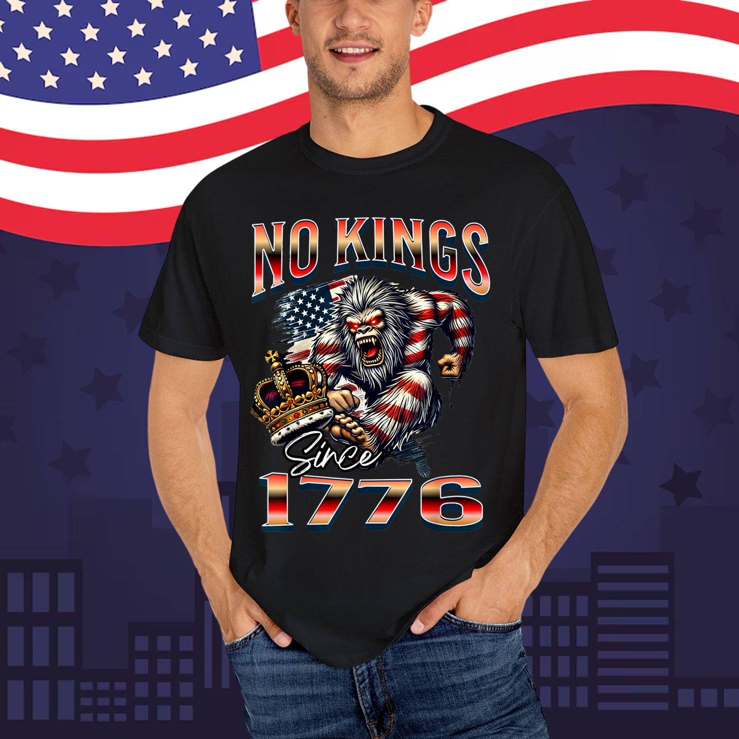 Patriotic Pro-Democracy Protest Funny Bigfoot T-Shirt