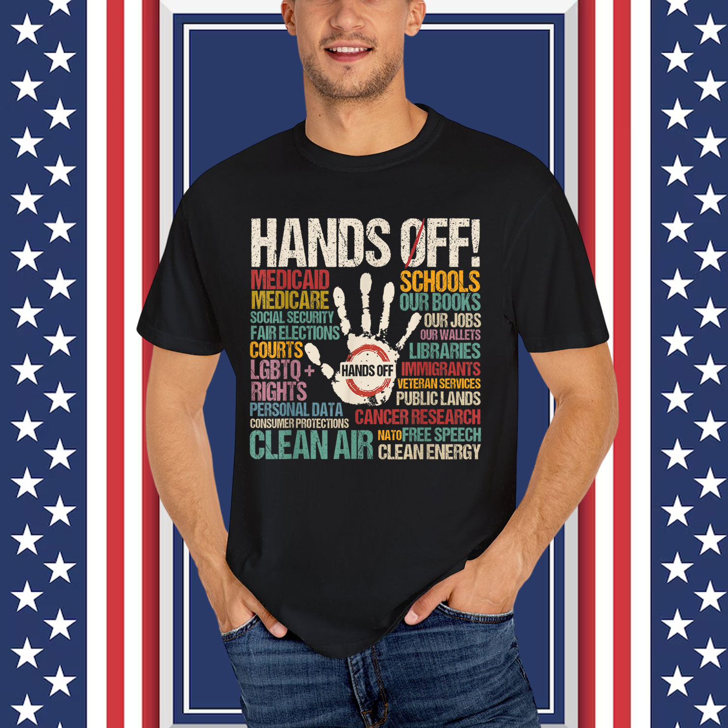 Hands Off Protest Funny Vintage T-Shirt