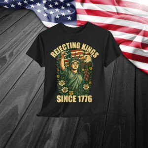 Rejecting Kings 1776 Foxglove Daisy Tulip Flowers Bald Eagle T-Shirt