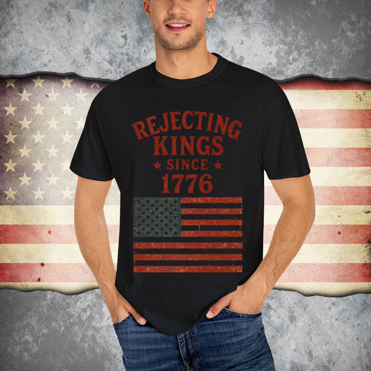 Rejecting Kings Since 1776 American Vintage T-Shirt