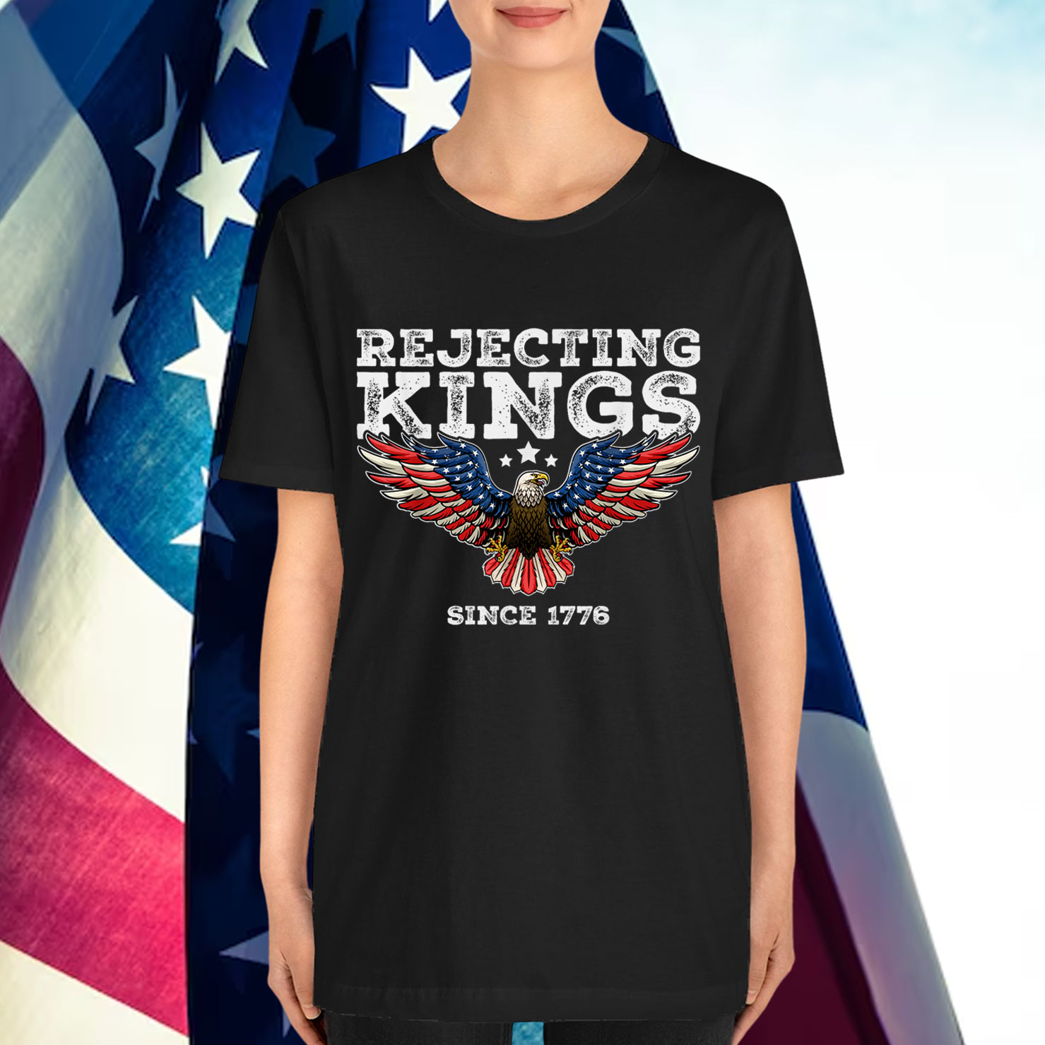 Rejecting Kings Since 1776 Bald Eagle Patriotic USA T-Shirt