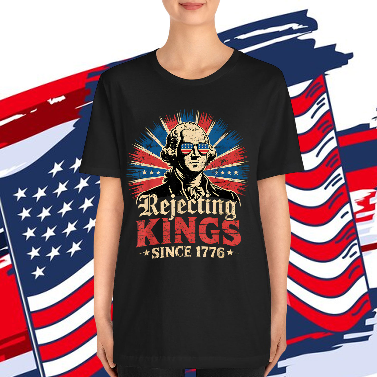 Rejecting Kings Since 1776 Distressed USA Vintage T-Shirt
