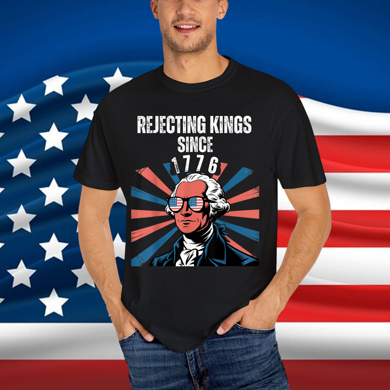 Rejecting Kings Since 1776 Distressed USA T-Shirt