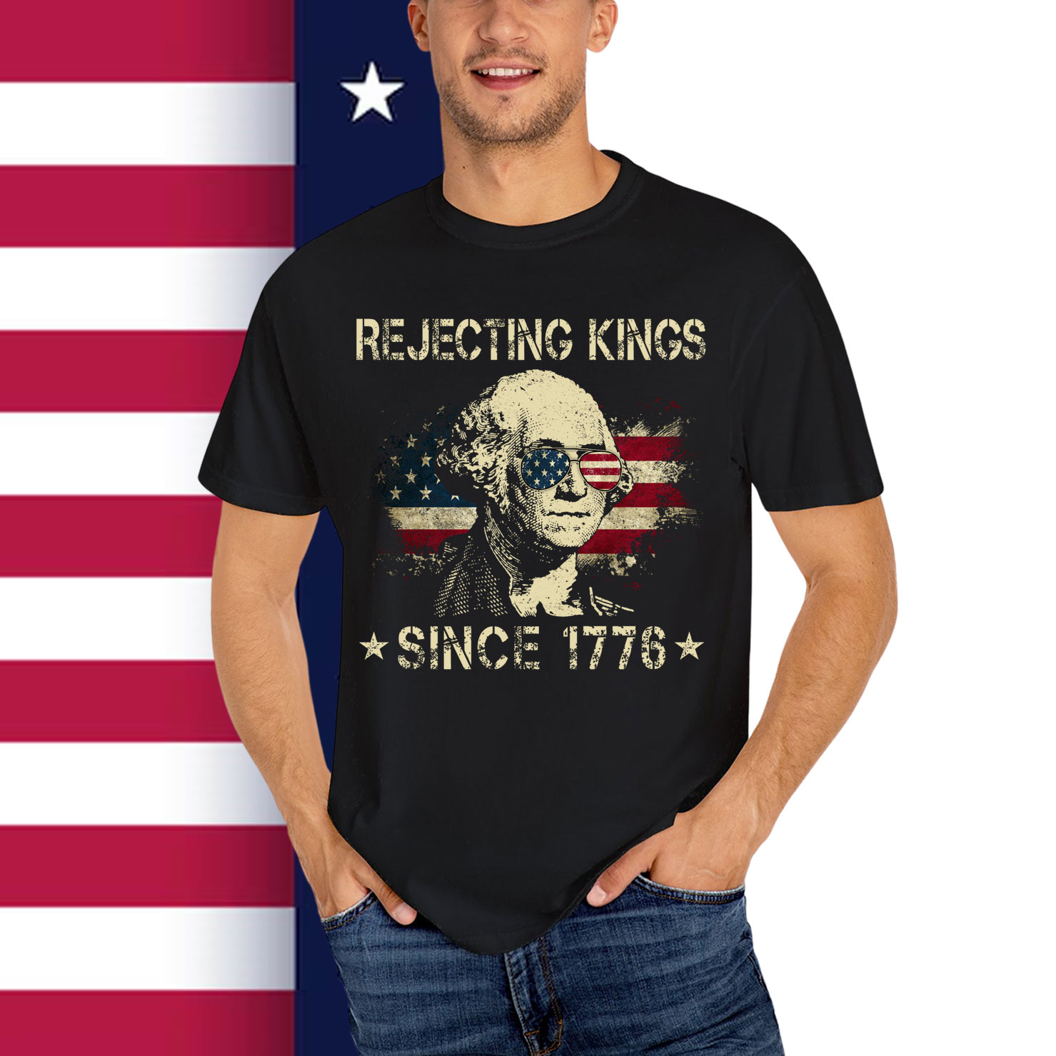Rejecting Kings Since 1776 George American Vintage T-Shirt