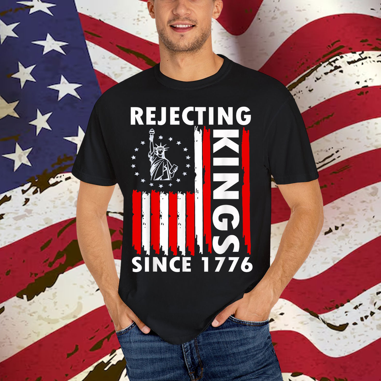 Rejecting Kings Since 1776 Hand T-Shirt